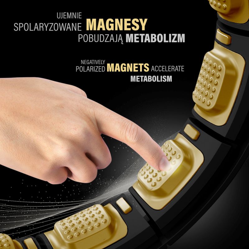 HMS Magnetic Hula Hoop Set Black/Gold HHM13 with Counter + Slimming Belt BR163 Black derékszorító öv, arany