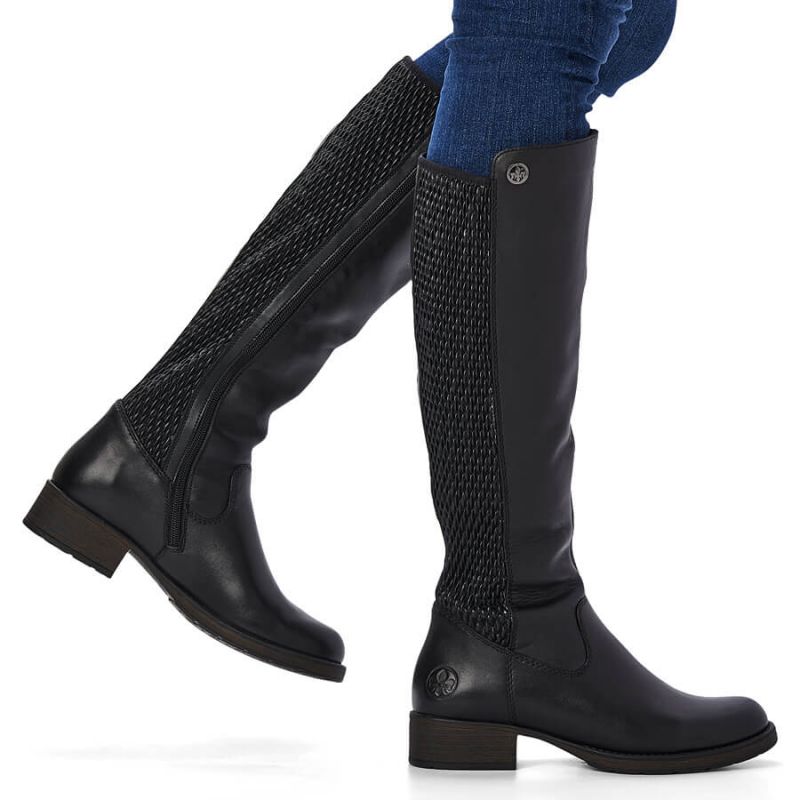 Inny Rieker W Z9591-00 black leather boots Cipő női R352