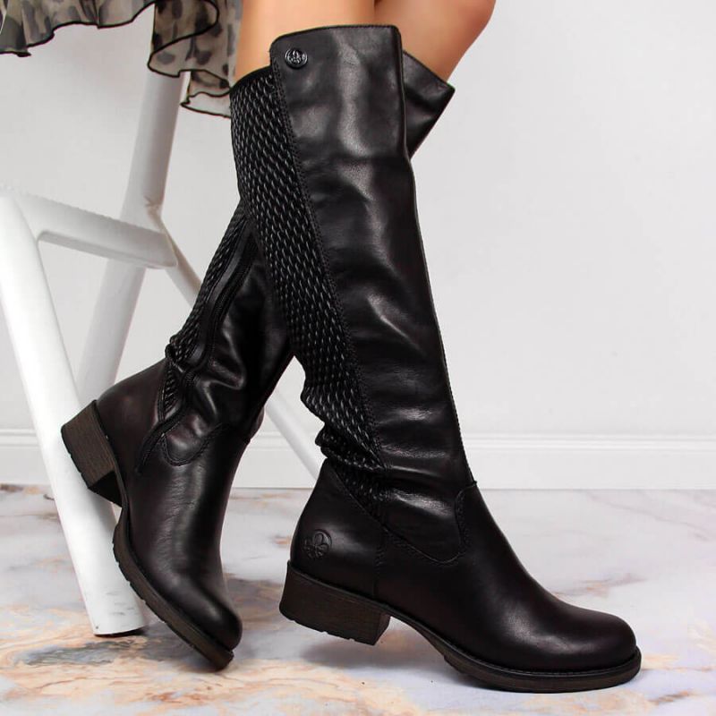 Inny Rieker W Z9591-00 black leather boots Cipő női R352