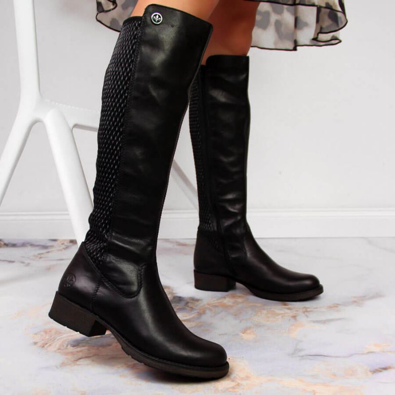 Inny Rieker W Z9591-00 black leather boots Cipő női R352