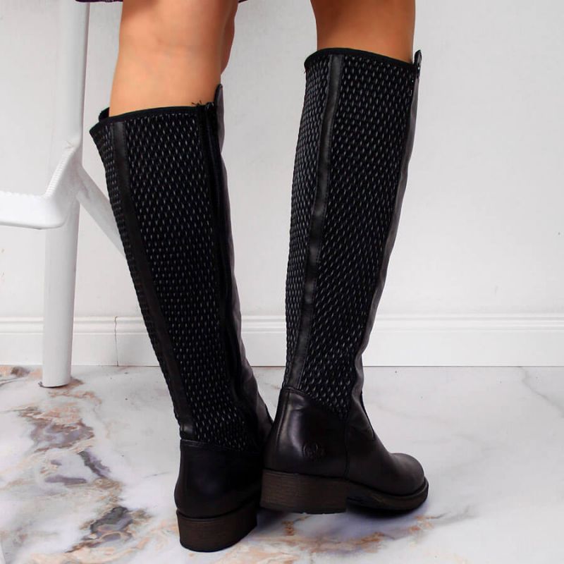 Inny Rieker W Z9591-00 black leather boots Cipő női R352