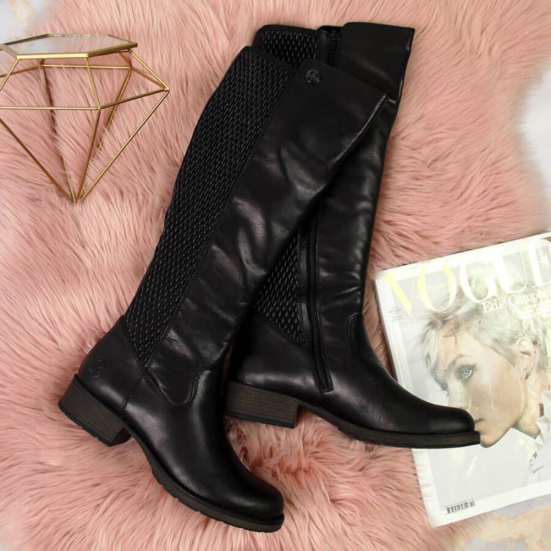 Inny Rieker W Z9591-00 black leather boots Cipő női R352