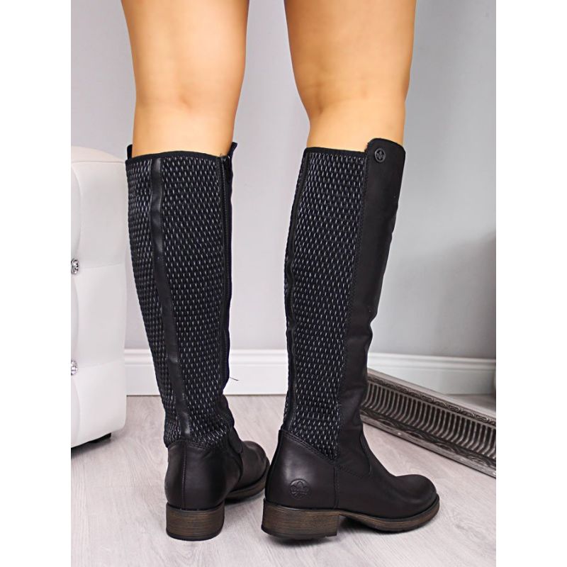 Inny Rieker W Z9591-00 black leather boots Cipő női R352