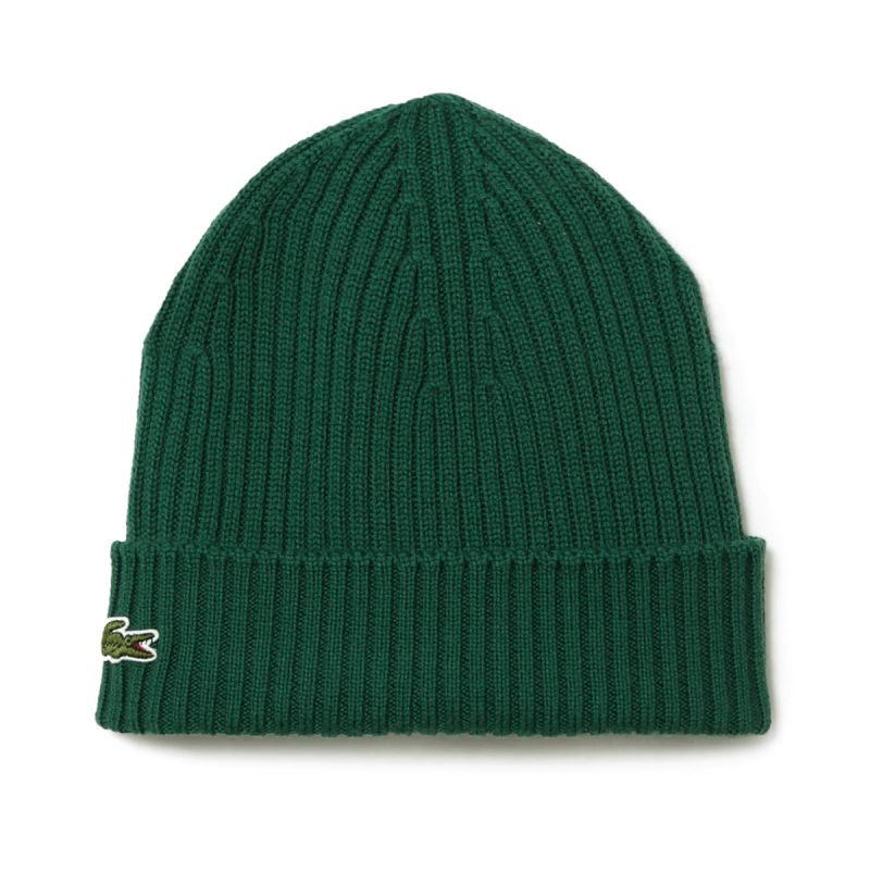 Lacoste Ribbed Wool Beanie - zöld kötött sapka RB0001-132