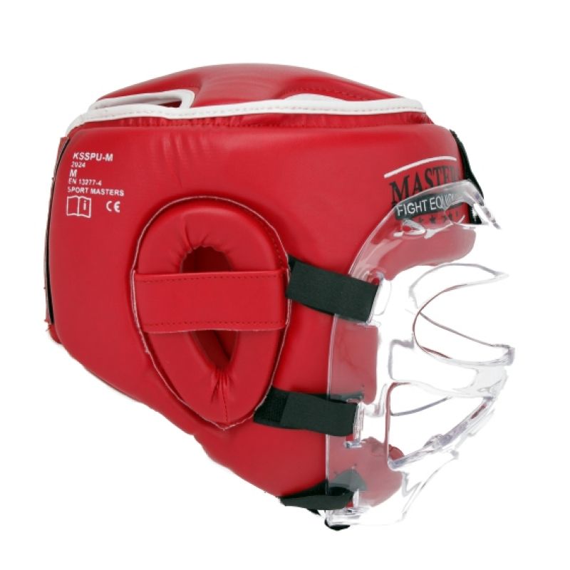 Masters Boxing Helmet with Mask KSSPU-M (WAKO APPROVED) védőfelszerelés, piros