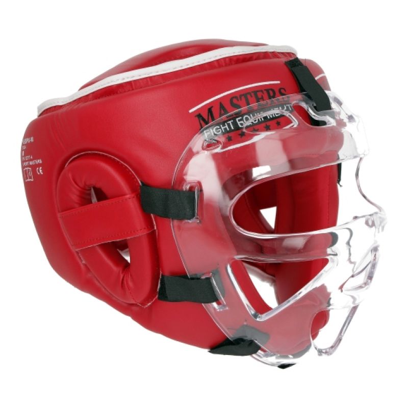 Masters Boxing Helmet with Mask KSSPU-M (WAKO APPROVED) védőfelszerelés, piros