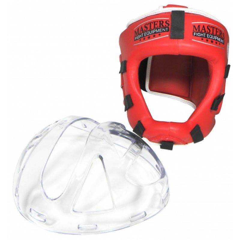 Masters Boxing Helmet with Mask KSSPU-M (WAKO APPROVED) védőfelszerelés, piros