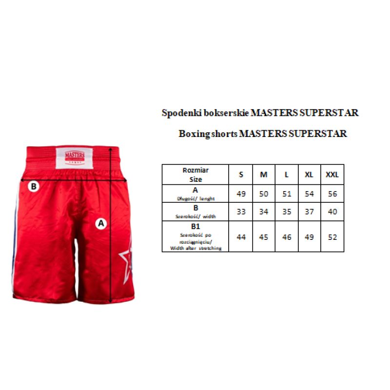 MASTERS FIGHT EQUIPMENT MASTERS SUPERSTAR boxing piros rövidnadrág 04006-S02-M