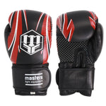 MASTERS FIGHT EQUIPMENT RBT-5A leather black and red piros kesztyű 0155-120102 boxkesztyű