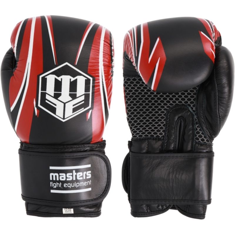 MASTERS FIGHT EQUIPMENT RBT-5A leather black and red piros kesztyű 0155-120102 boxkesztyű