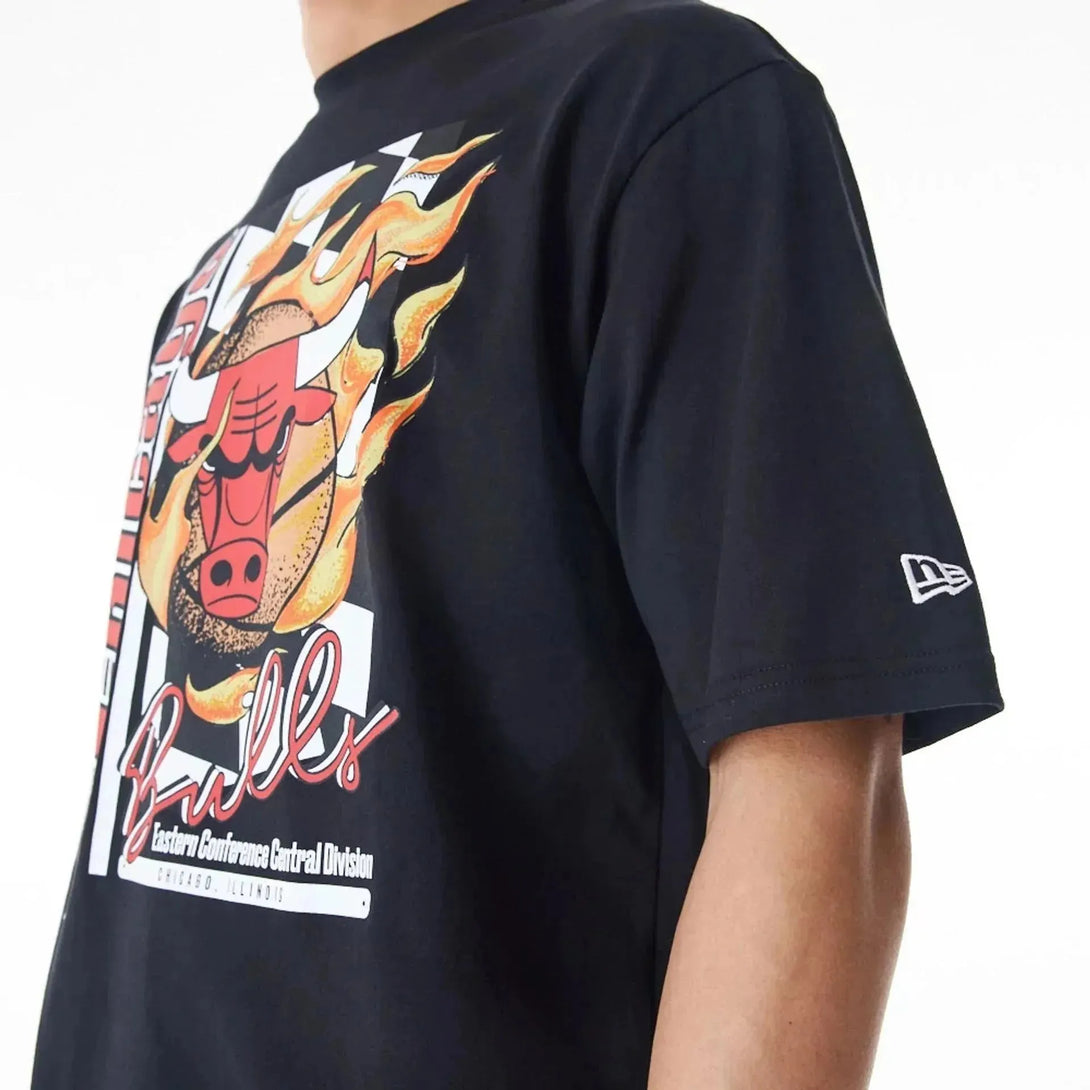 New Era Chicago Bulls NBA Flame Print Black Oversized póló - Sportmania.hu