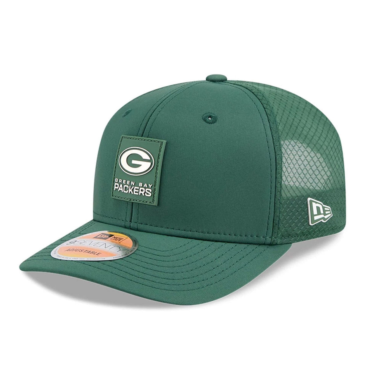 New Era Green Bay Packers NFL Sideline 2025 Dark Green 9SEVENTY Trucker Stretch Snap - baseball sapka