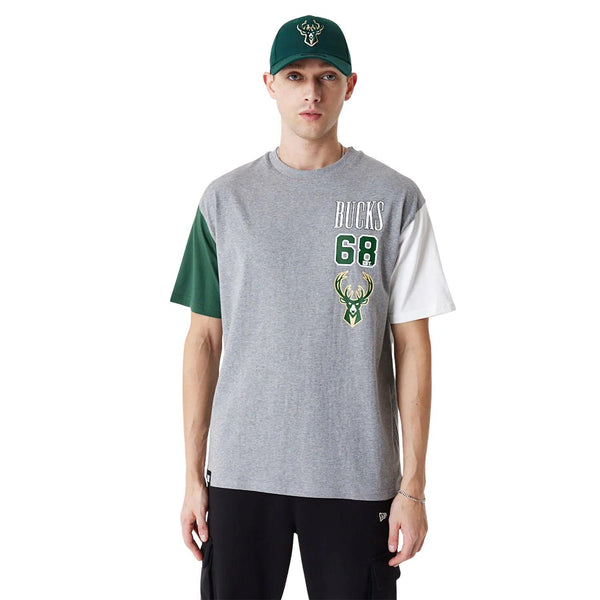 New Era Milwaukee Bucks NBA Cut Sew Grey Oversized Póló - Sportmania.hu