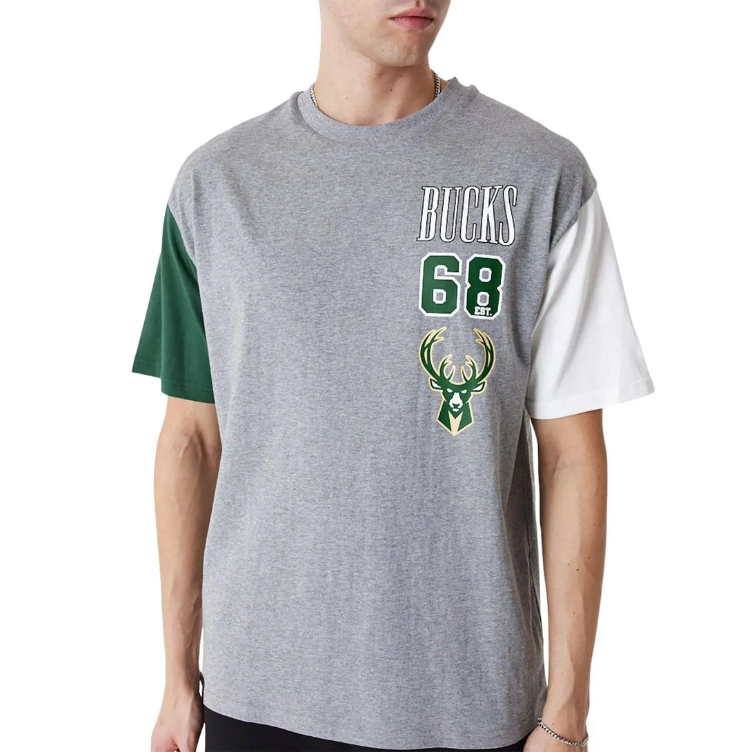 New Era Milwaukee Bucks NBA Cut Sew Grey Oversized Póló - Sportmania.hu