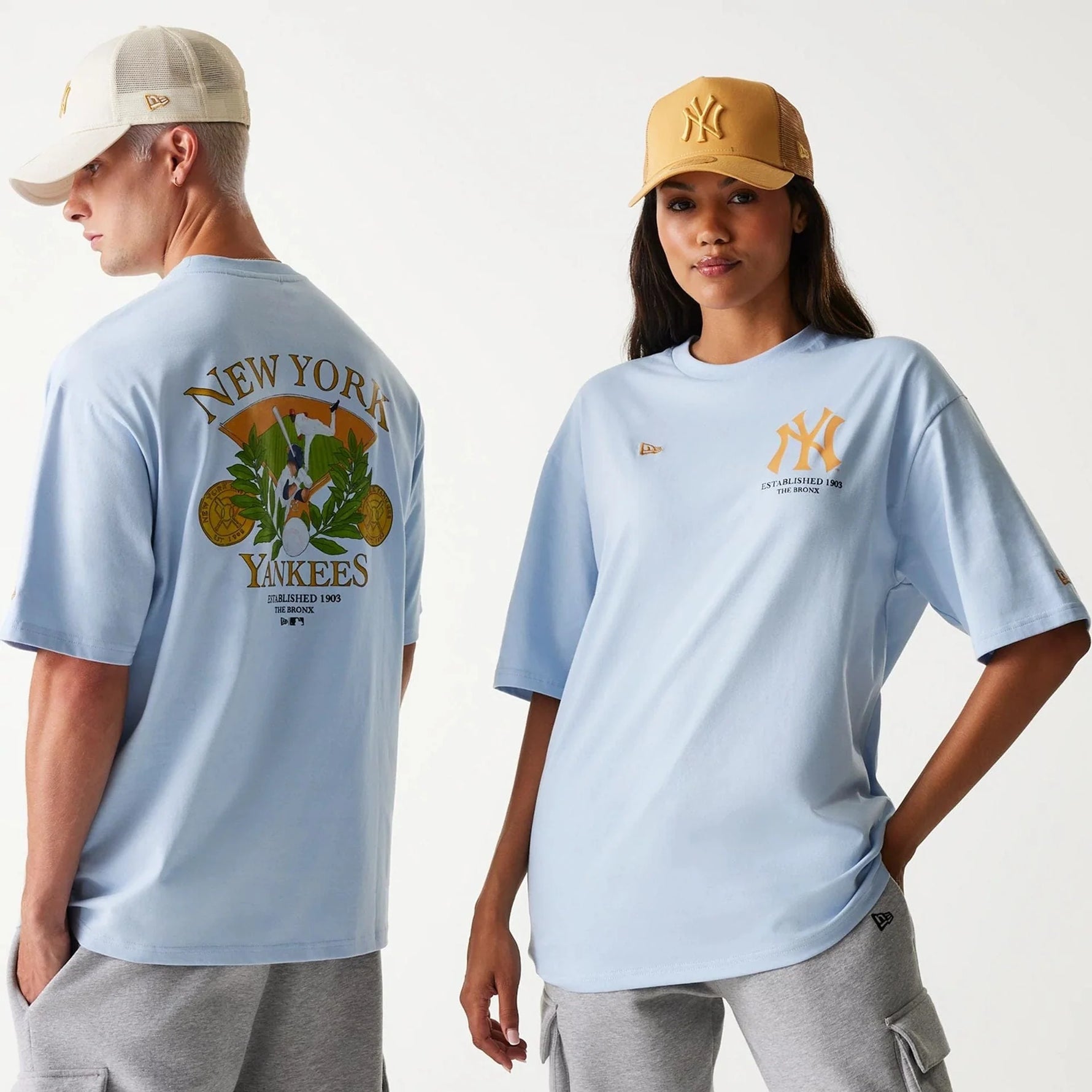 New Era New York Yankees MLB Baseball Graphic Pastel Blue Oversized póló - Sportmania.hu