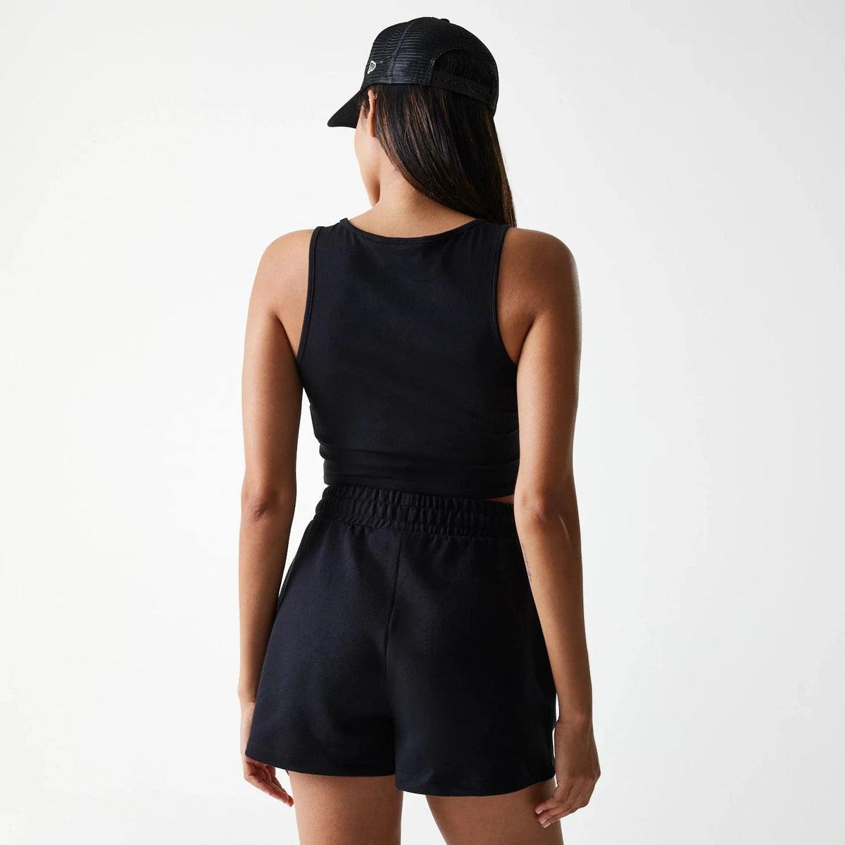 New Era New York Yankees Womens MLB Midi League Essential Black Crop Tank Top