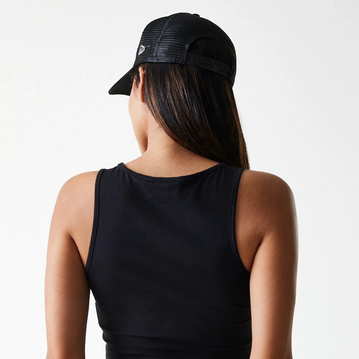 New Era New York Yankees Womens MLB Midi League Essential Black Crop Tank Top