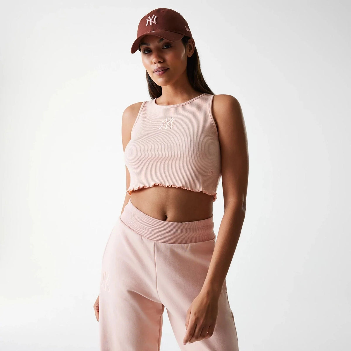 New Era New York Yankees Womens MLB Rib Pastel Pink Rib Tank Top