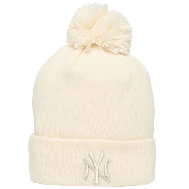 New Era Women’s Metallic Bobble Beanie New York Yankees Hat Beige bézs kötött sapka 60691357