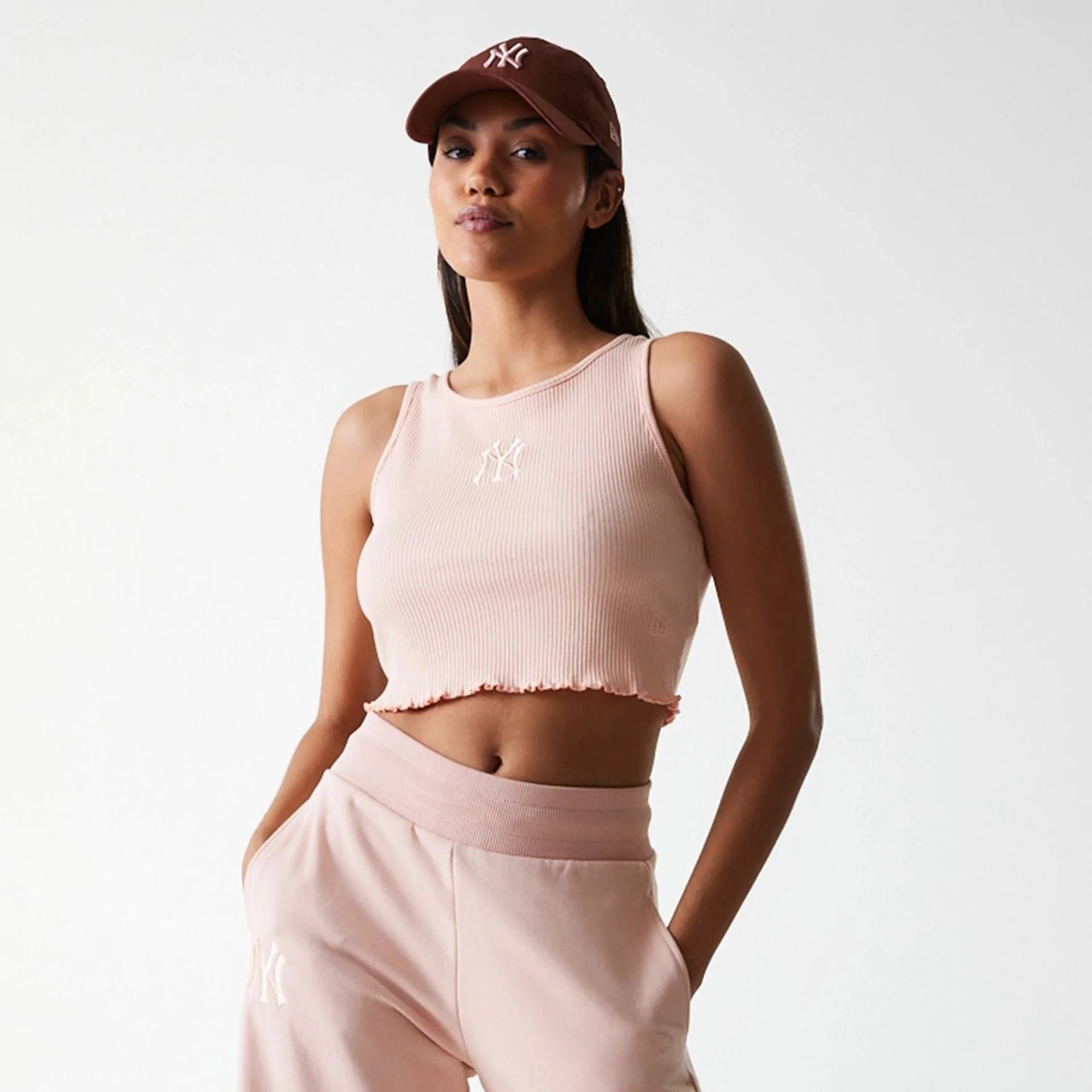 New York Yankees Womens MLB Rib Pastel Pink Rib Tank Top - Sportmania.hu