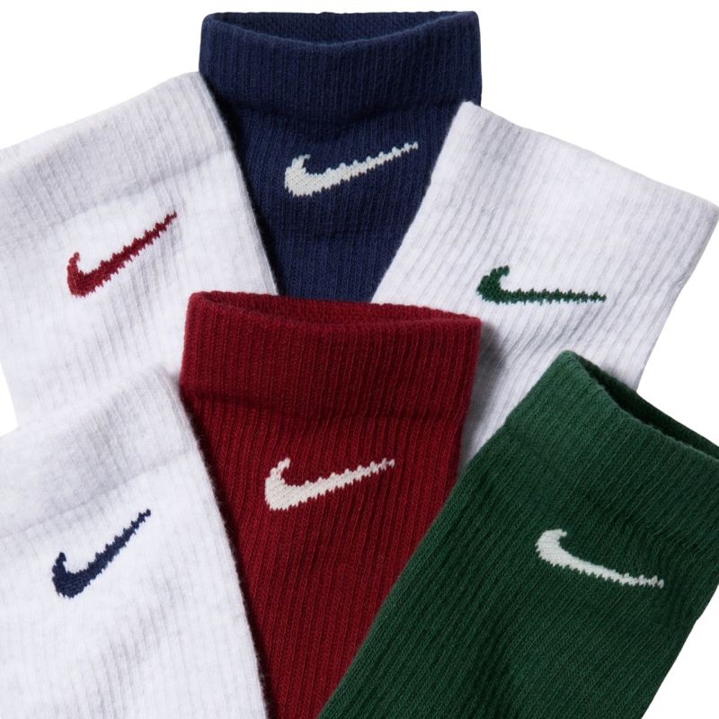 Nike Everyday Elevated Socks, 6 Pairs, White, Green, Burgundy, Blue, zokni, 38-42,5