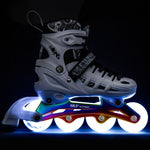 Nils Extreme 4in1 LED ROLLER SKATES WITH RAINBOW HOCKEY BLADE SIZE M (35-38) fehér görkorcsolya