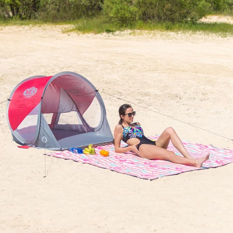 Nils Extreme NILS CAMP NC3142 Self-Placing Beach Tent Red-Gray