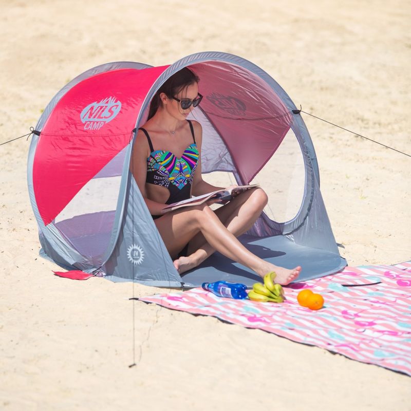 Nils Extreme NILS CAMP NC3142 Self-Placing Beach Tent Red-Gray