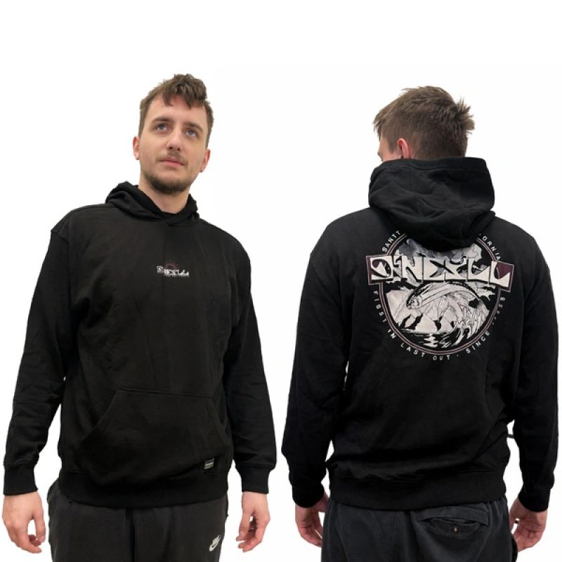 O'Neill Aguazul men's black fashionable kangaroo hoodie fekete férfi pulóver