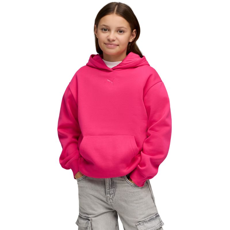 Puma ESS Centered Cat Logo Relaxed Hoodie for Kids Fuchsia 692973 gyerek kapucnis pulóver