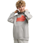 Puma ESS Logo Lab Relaxed Hoodie Kids' Sweatshirt, 694674 gyerek kapucnis pulóver, szürke