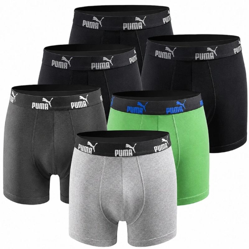 Puma Men's Boxershorts 6-Pack Black Green Boxer Briefs szürke férfi ruházat 7012182544733