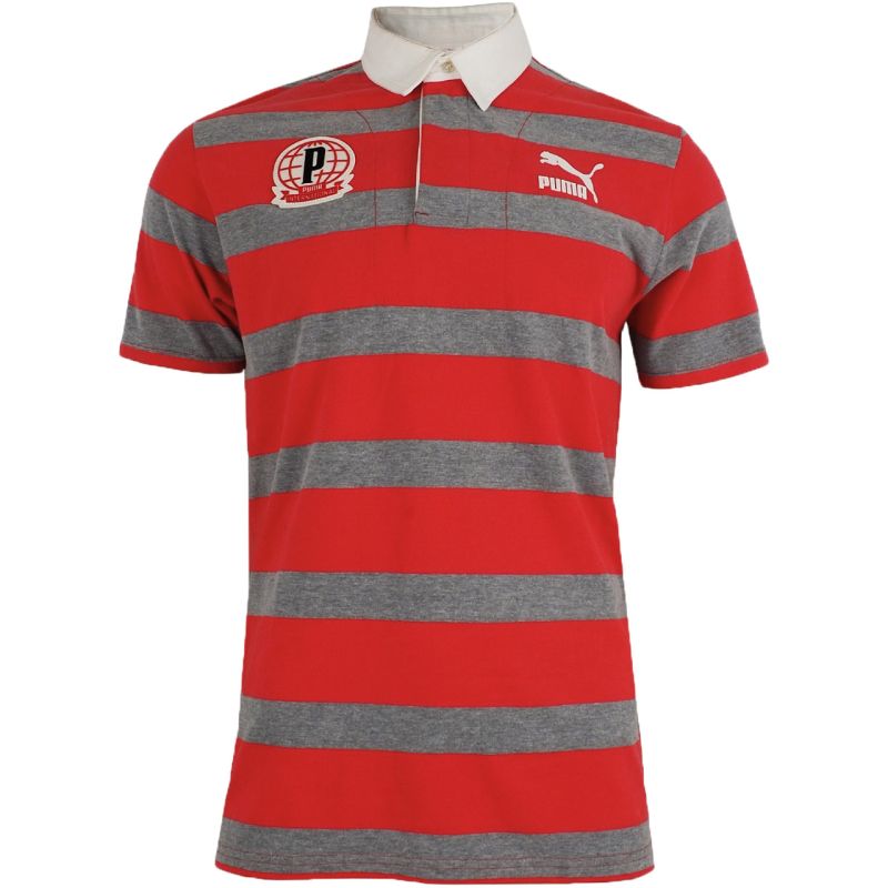 Puma póló Men's T-Shirt Red and szürke férfi galléros póló 55824109