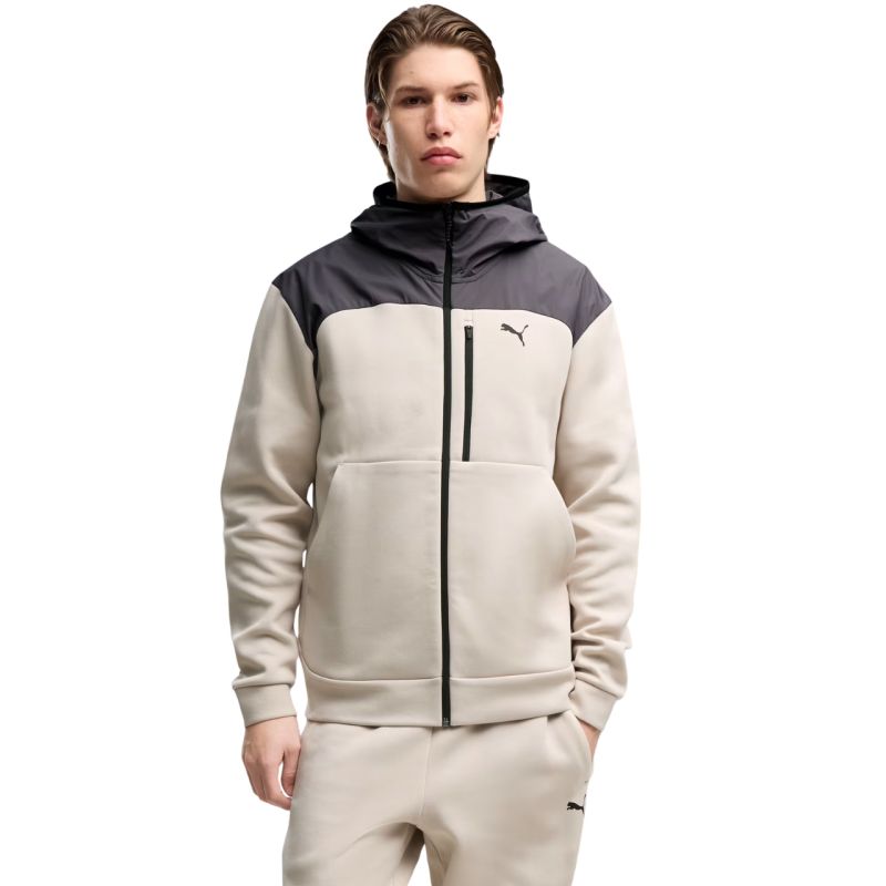 Puma Tech Material Mix Full-Zip Hoodie 694490 férfi kapucnis pulóver, bézs