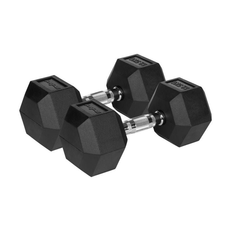 Rebel ACTIVE HEX Rubber-Coated Cast Iron Dumbbells 2 × 12.5 kg edzőfelszerelés RBA-2325-12.5