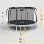 Rebel ACTIVE Trampoline Pro 12ft/366cm, Net, Ladder RBA-8003