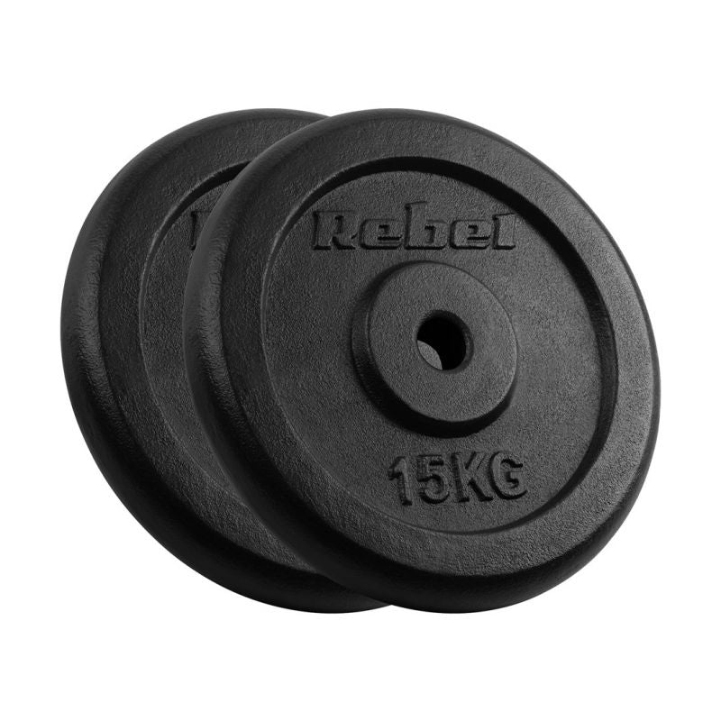 Rebel Cast Iron Weight Plate Set 2 x 15 kg, 31 mm Bore, Classic Weight Plate, ACTIVE edzőfelszerelés RBA-2130