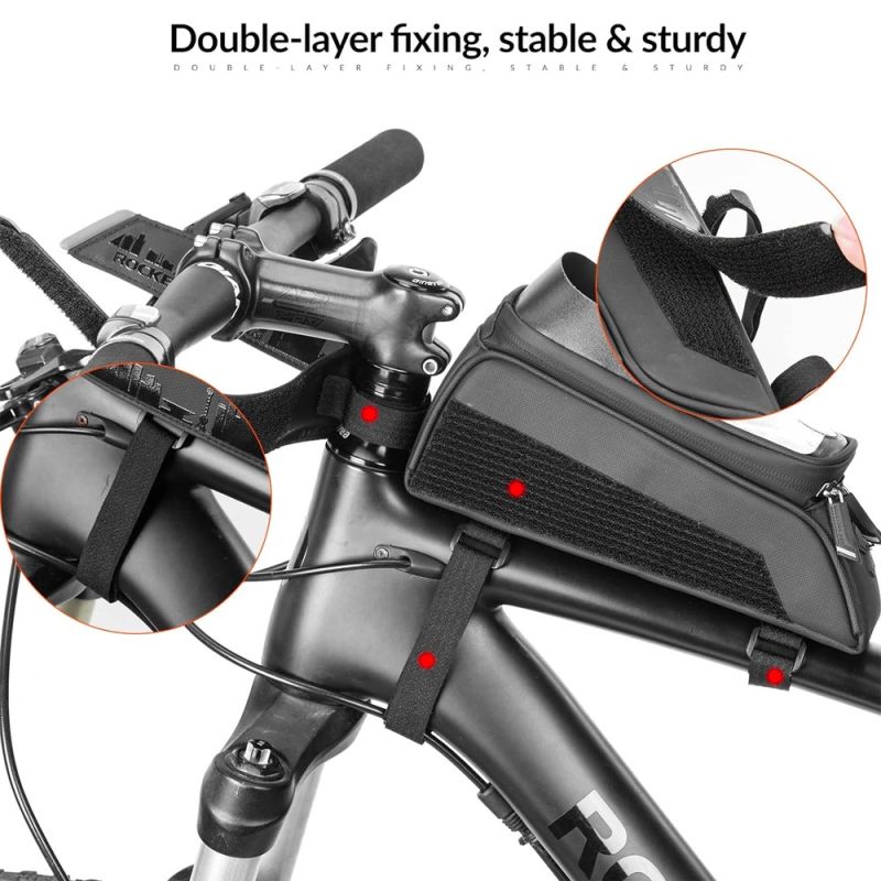 Rockbros 029-1BK bicycle bag for frame with phone cover - fekete