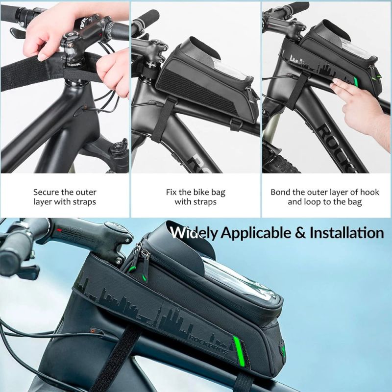 Rockbros 029-1BK bicycle bag for frame with phone cover - fekete