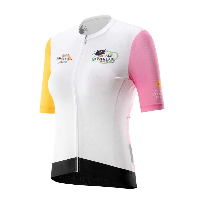 Rockbros 15210005005 L Women's Cycling Jersey with Print - fehér női kerékpáros póló