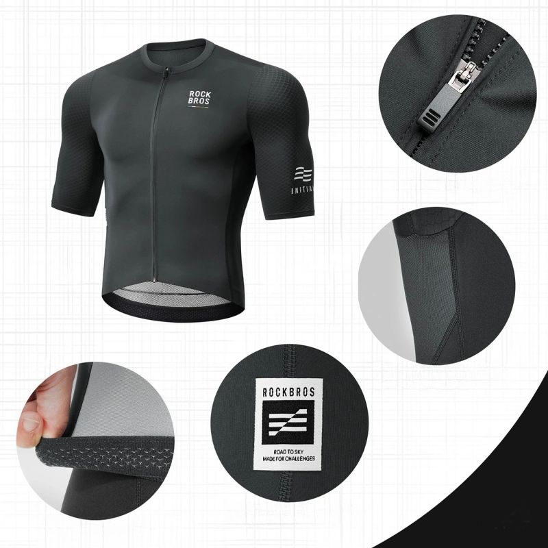 Rockbros 15220032001 ROAD TO SKY men's cycling jersey short sleeve S - fekete férfi kerékpáros póló