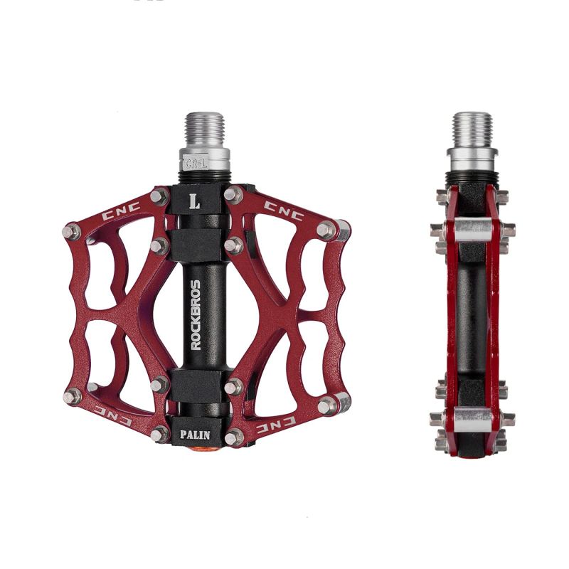 Rockbros 2010-12L Aluminum Platform Bicycle Pedals - Red piros