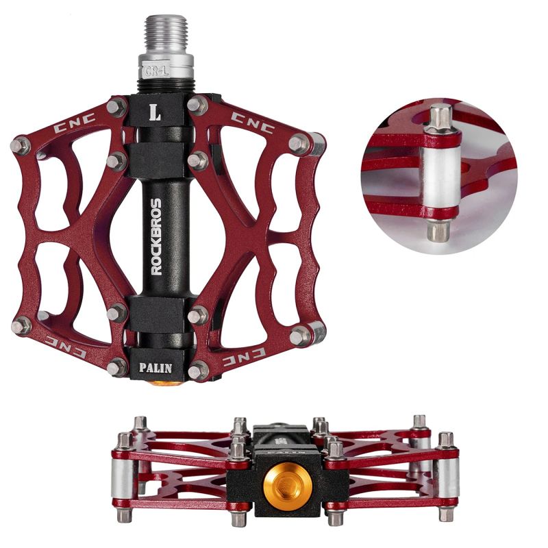 Rockbros 2010-12L Aluminum Platform Bicycle Pedals - Red piros