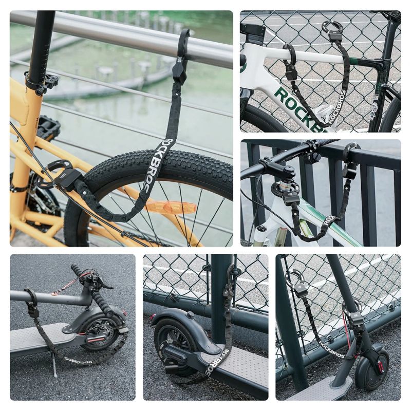 Rockbros 85922 Chain Lock for Scooters and Bikes - Black fekete