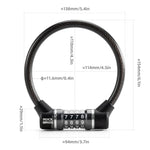 Rockbros 87639-4 bicycle lock with code and steel cable - black fekete