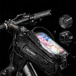 Rockbros B68-1 frame-mounted bicycle bag with phone pocket, 1.7l, fekete