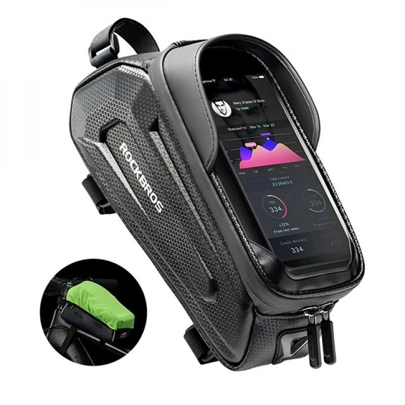 Rockbros B68 Bike Pannier for Frame, Armored, with Phone Pocket and Cover, 1.7L - fekete
