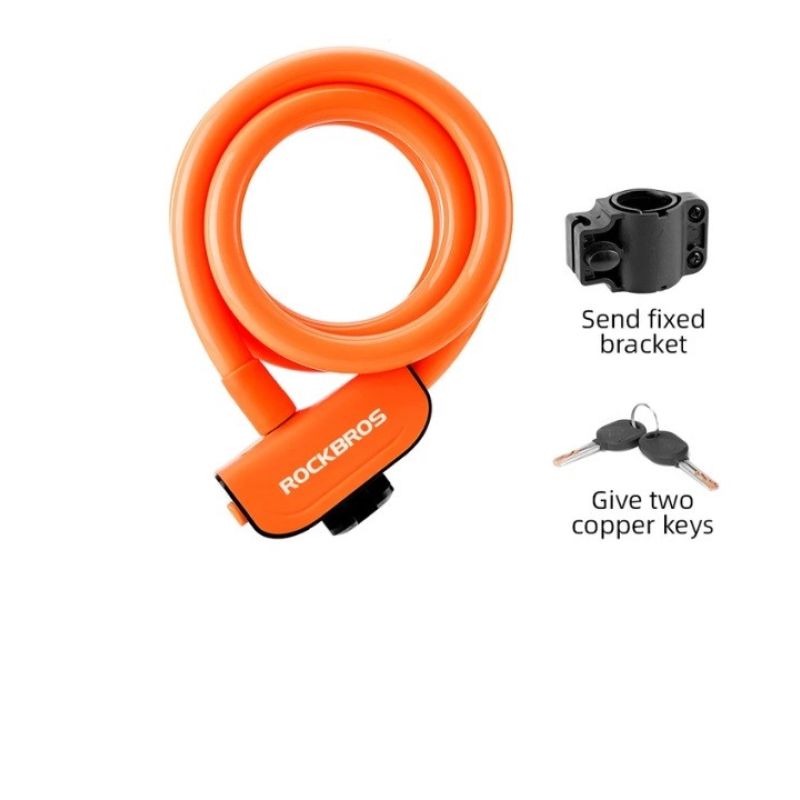 Rockbros bike lock 1.1m narancssárga kiegészítő