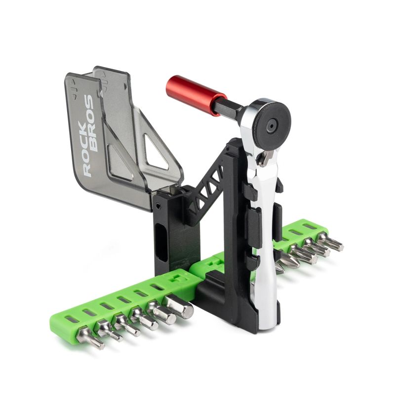 Rockbros Bike Tool Set with Mini Ratchet and Bits - Translucent Green zöld készlet