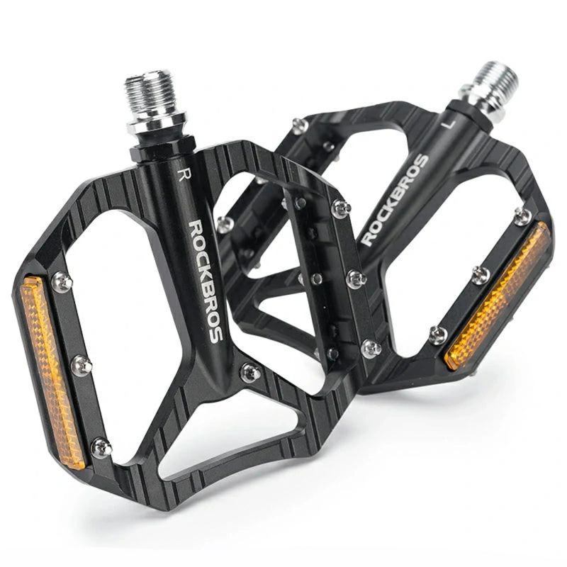 Rockbros C700 Reflective Aluminum Platform Bicycle Pedals - Black fekete